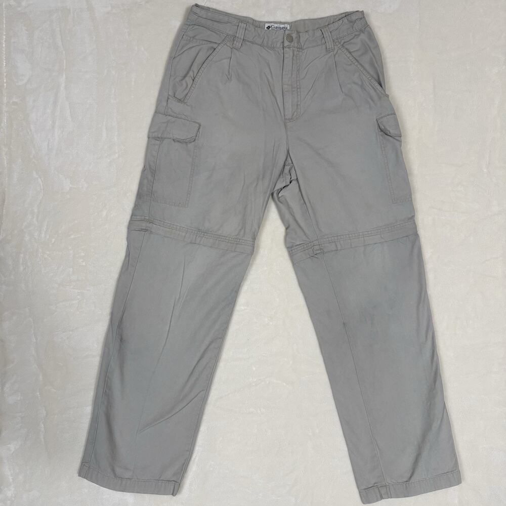 Columbia Mens Beige Covertiable Cargo Hiking Pants Men's 32x30 Zip-Off